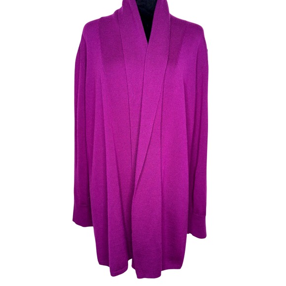 Talbots Cardigan Womans 1X Purple 100% Merino Wool Open Front Duster Sweater - Picture 1 of 7